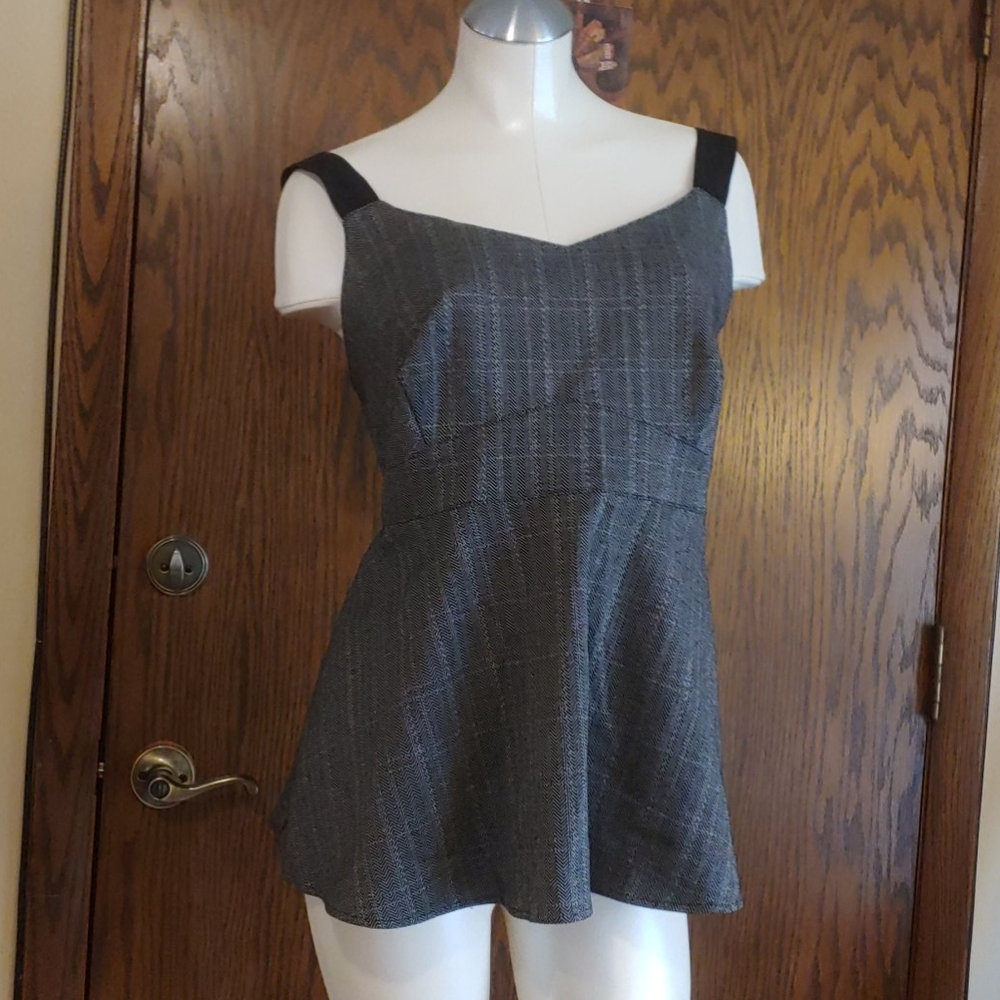 TORRID Herringbone Grey Ponte Peplum Stretch Tank